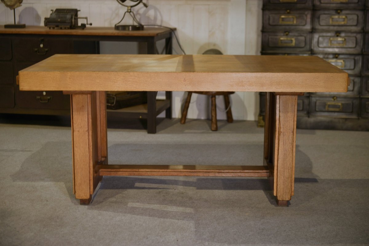 Oak Table By Charles Dudouyt, 1940s-photo-8