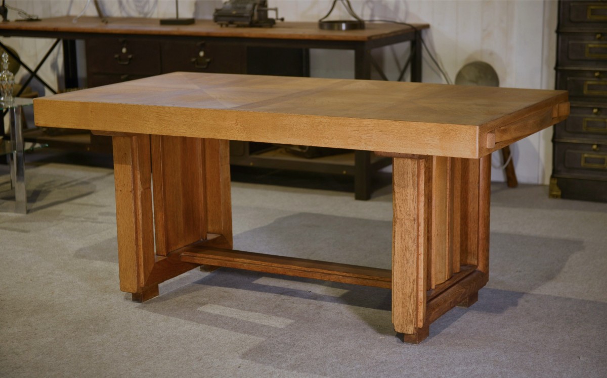 Oak Table By Charles Dudouyt, 1940s