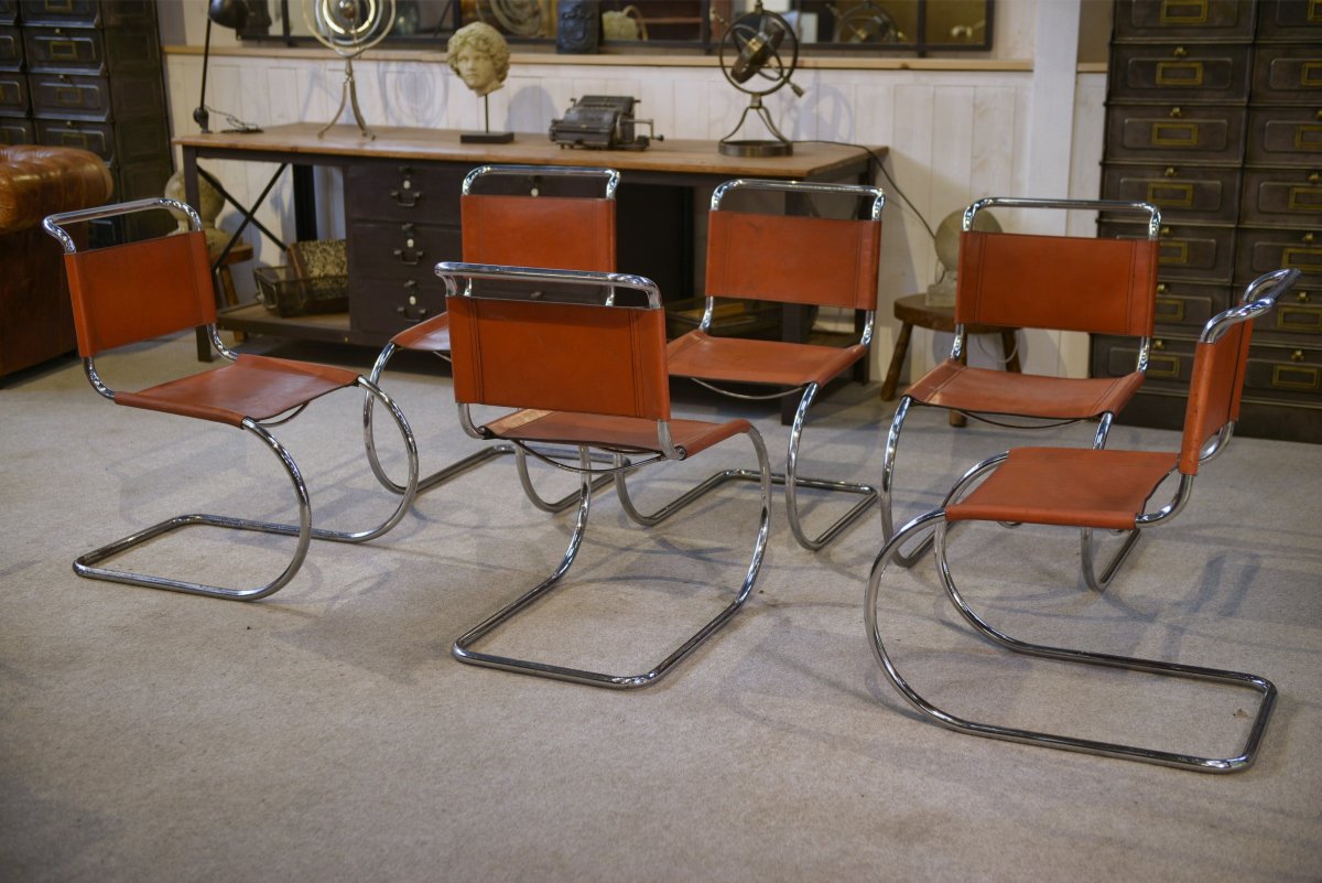 Set Of 6 Bauhaus Design Chairs Mr10 By Ludwig Mies Van Der Rohe, 1970s-photo-4