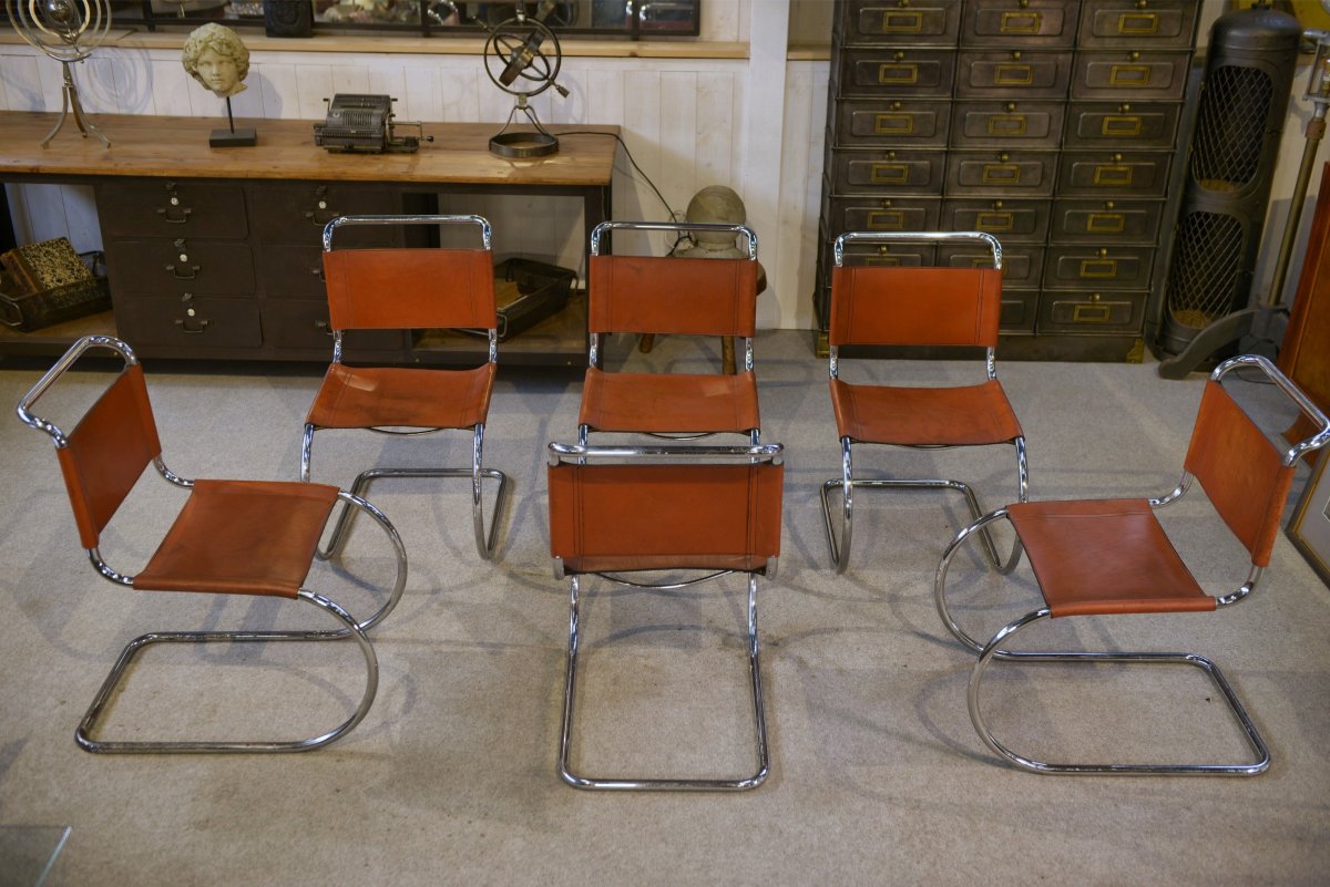 Set Of 6 Bauhaus Design Chairs Mr10 By Ludwig Mies Van Der Rohe, 1970s-photo-1
