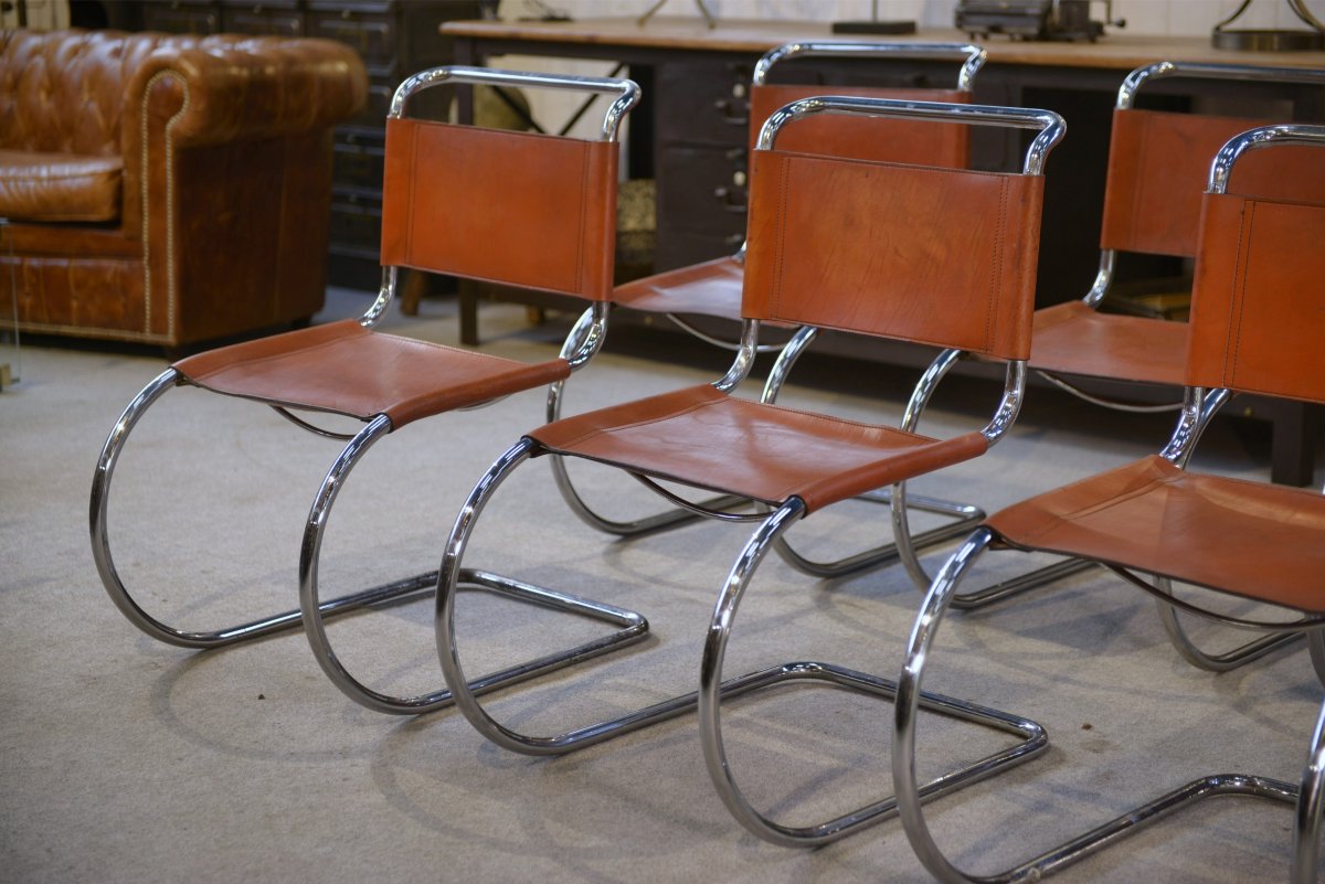 Set Of 6 Bauhaus Design Chairs Mr10 By Ludwig Mies Van Der Rohe, 1970s-photo-6