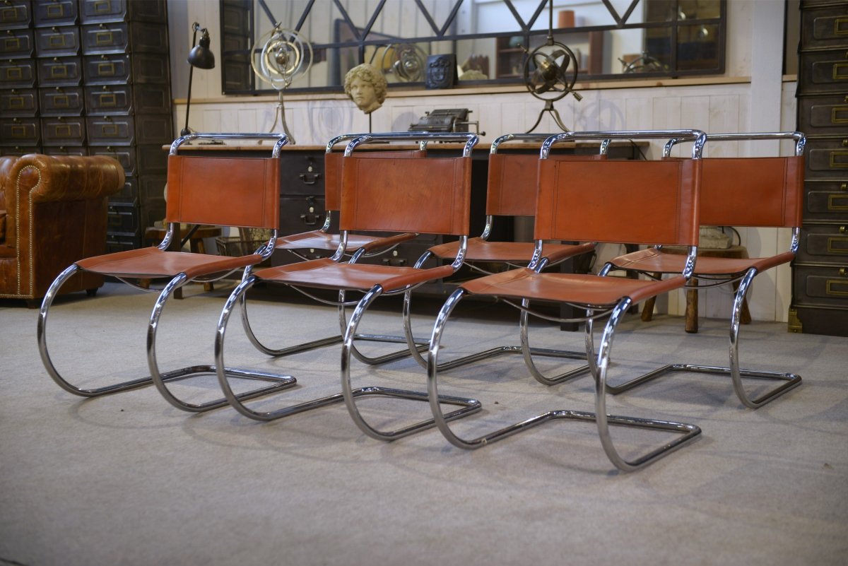 Set Of 6 Bauhaus Design Chairs Mr10 By Ludwig Mies Van Der Rohe, 1970s-photo-7