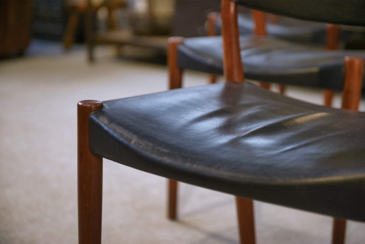 Ensemble de 6 chaises Ejner Larsen et A. Bender Madsen pour Willy Beck design scandinave-photo-4