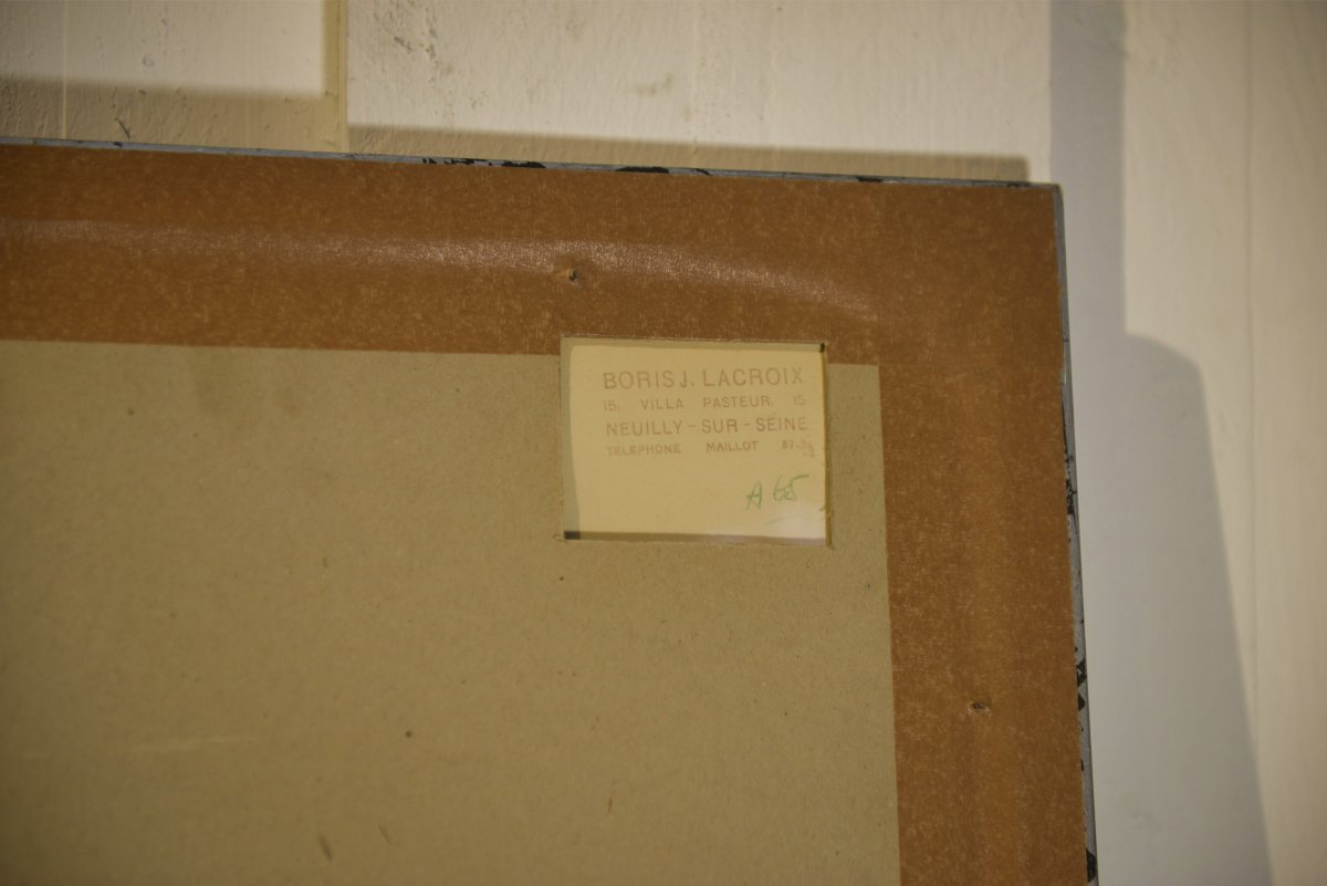 Gouache sur papier œuvre originale unique moderniste par Jean Boris Lacroix 1940's-photo-4