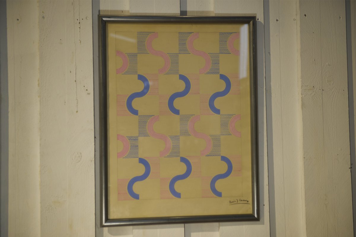 Gouache sur papier œuvre originale unique moderniste par Jean Boris Lacroix 1940's-photo-5