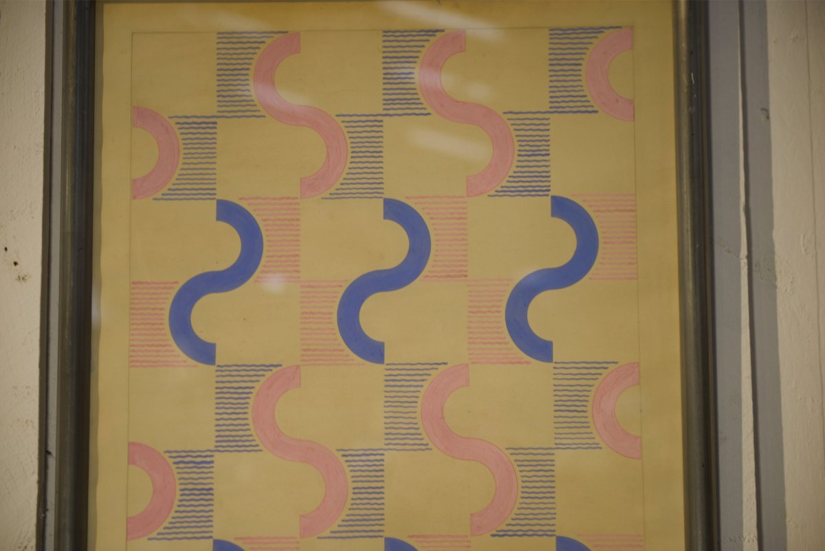 Gouache sur papier œuvre originale unique moderniste par Jean Boris Lacroix 1940's-photo-6