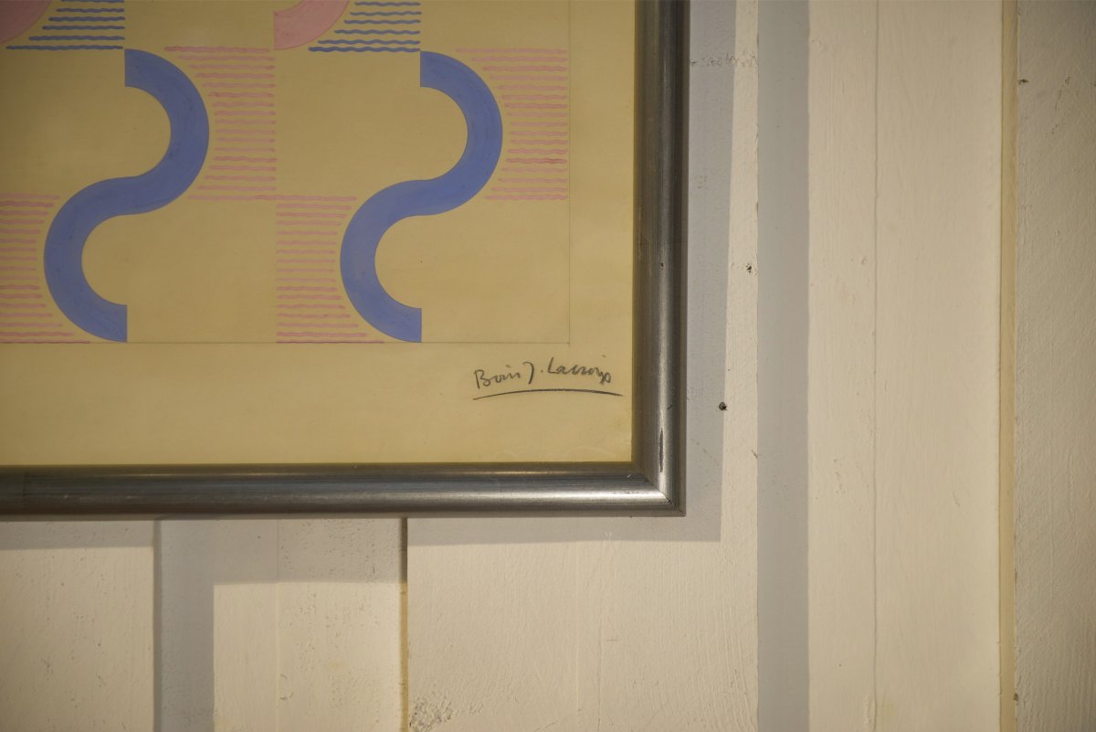 Gouache sur papier œuvre originale unique moderniste par Jean Boris Lacroix 1940's-photo-7