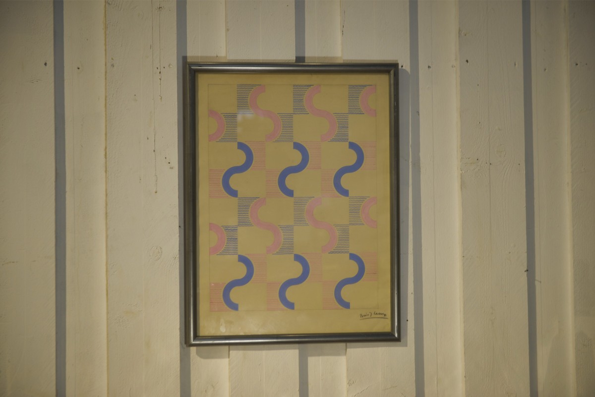 Gouache sur papier œuvre originale unique moderniste par Jean Boris Lacroix 1940's