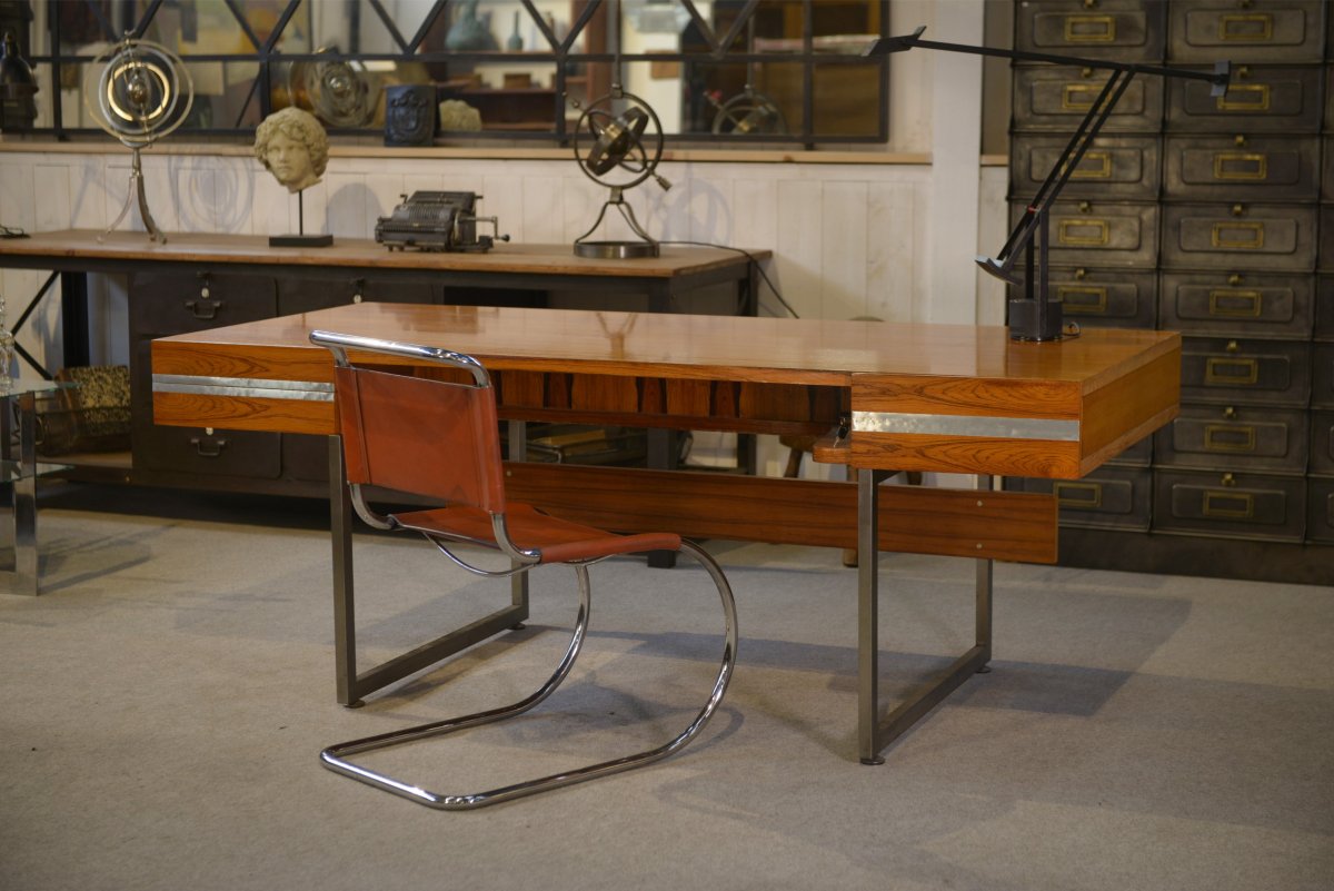 Bureau de ministre en palissandre par Claude Gaillard et Henri Lesetre pour Ligne Roset 1970's-photo-2