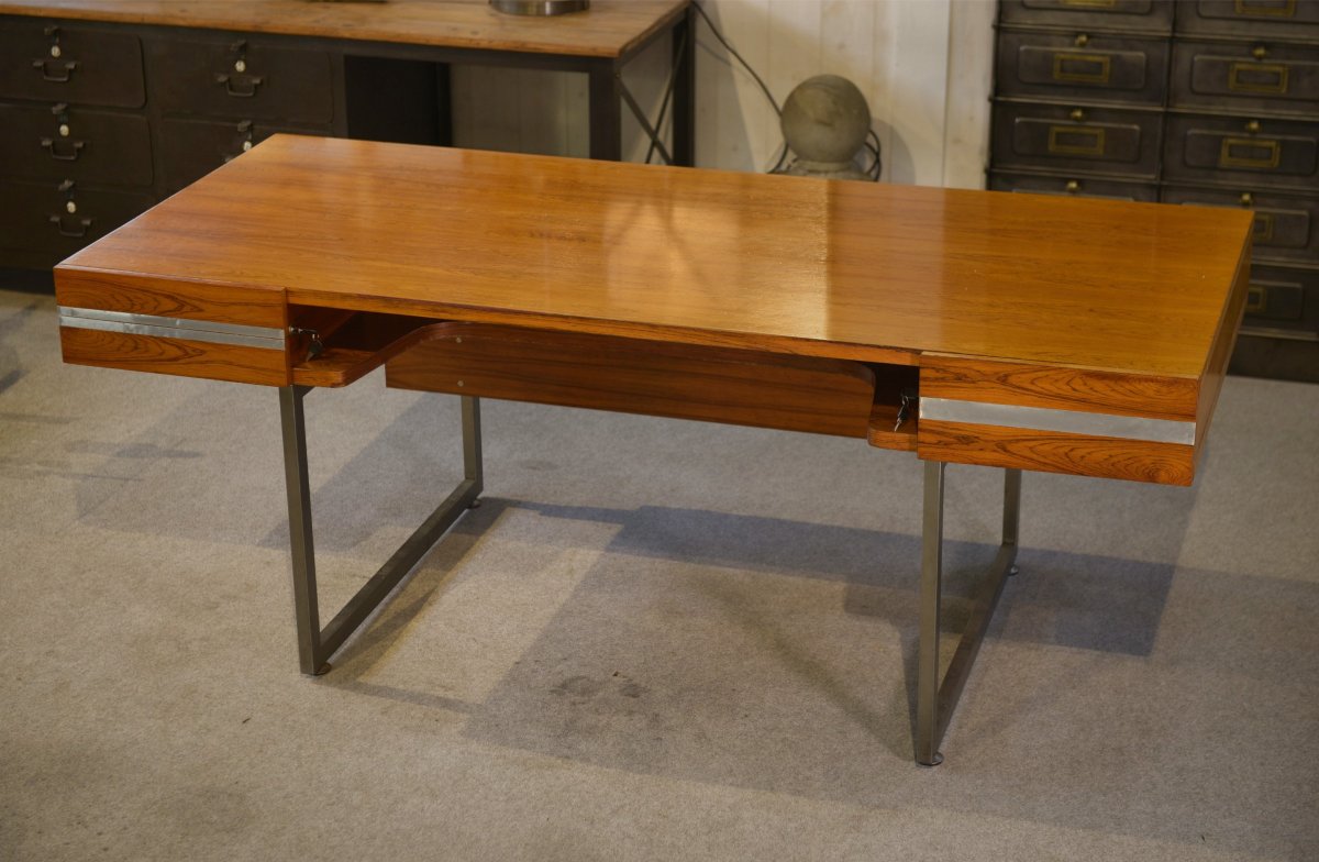 Bureau de ministre en palissandre par Claude Gaillard et Henri Lesetre pour Ligne Roset 1970's-photo-1