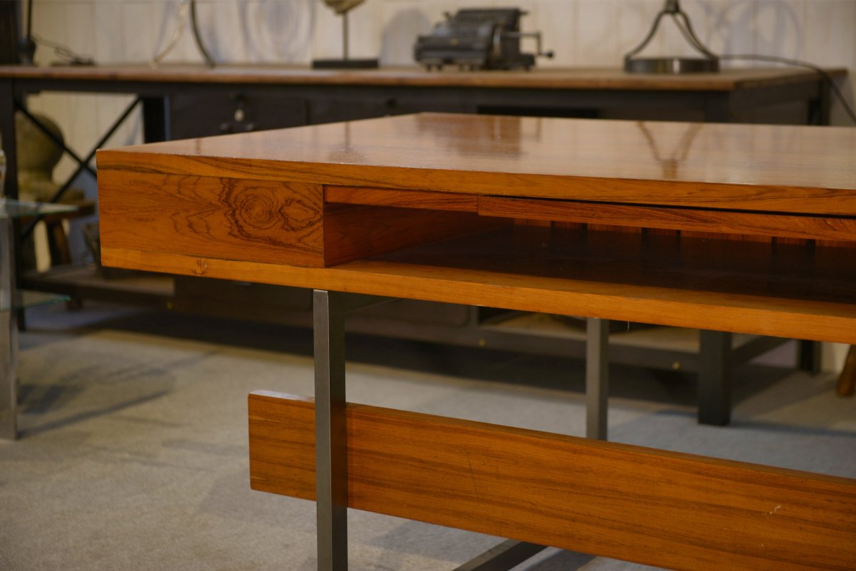 Bureau de ministre en palissandre par Claude Gaillard et Henri Lesetre pour Ligne Roset 1970's-photo-5