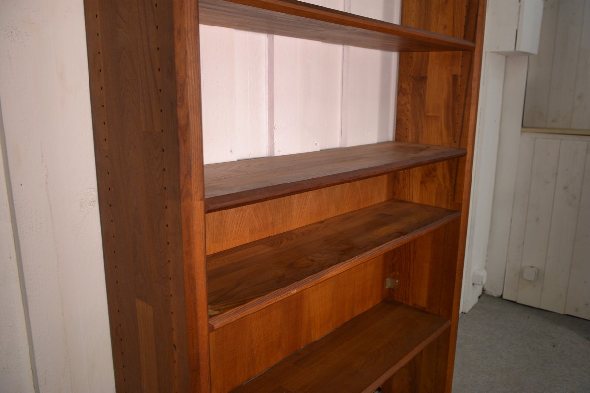 Etagère en orme massif moderniste par Pierre Chapo édité par la manufacture de Seltz 1950's-photo-2