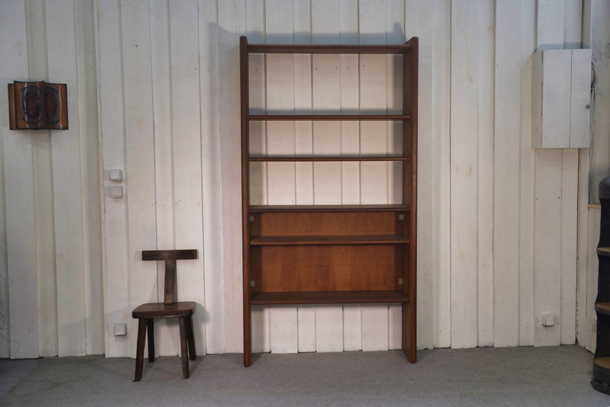 Etagère en orme massif moderniste par Pierre Chapo édité par la manufacture de Seltz 1950's-photo-2