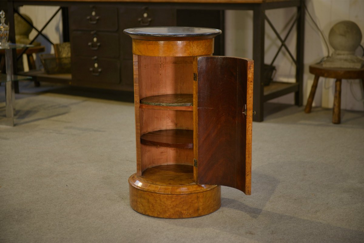 Guéridon empire en érable moucheté plateau en pierre bleue XIXème-photo-2