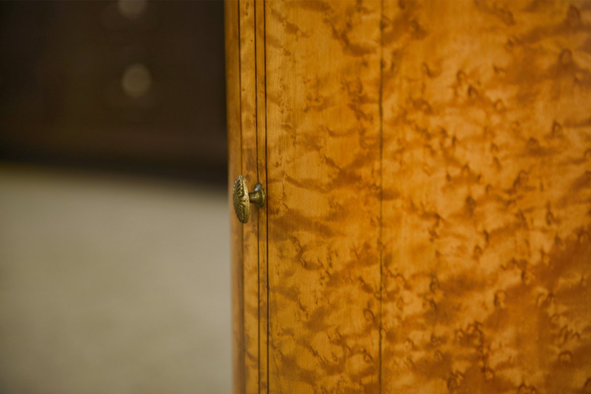 Guéridon empire en érable moucheté plateau en pierre bleue XIXème-photo-4