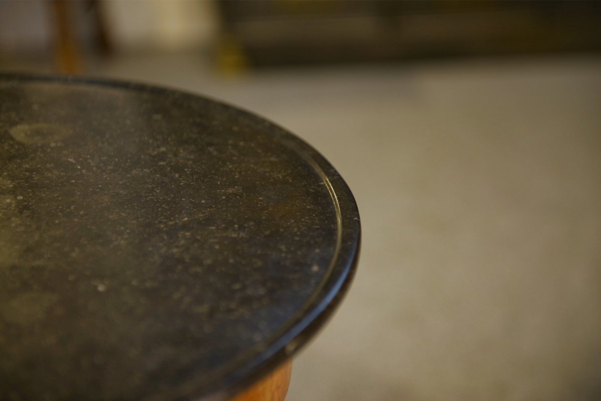 Guéridon empire en érable moucheté plateau en pierre bleue XIXème-photo-5