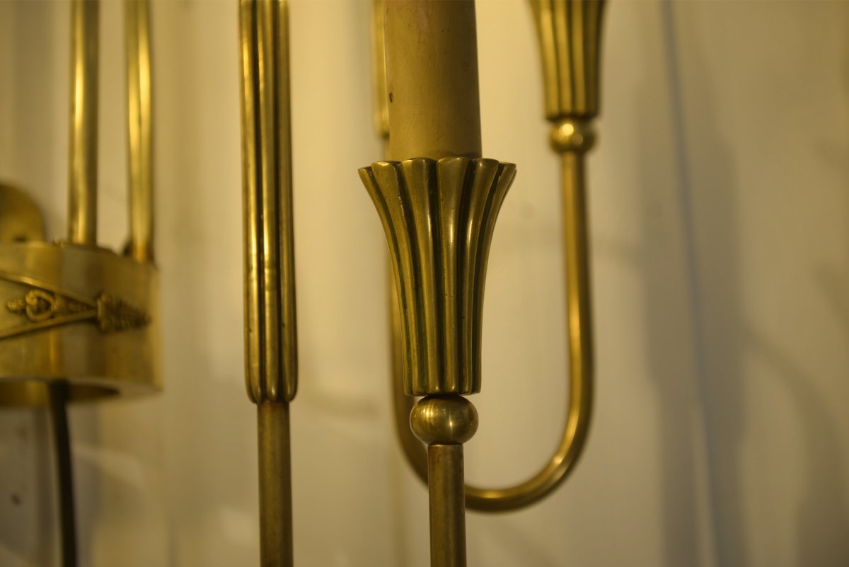 Monumental Bronze Wall Sconce With 5 Arms, Neoclassical Art Deco Style, 1940s-photo-1