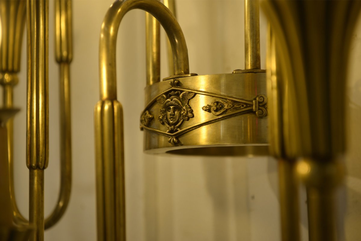 Monumental Bronze Wall Sconce With 5 Arms, Neoclassical Art Deco Style, 1940s-photo-8