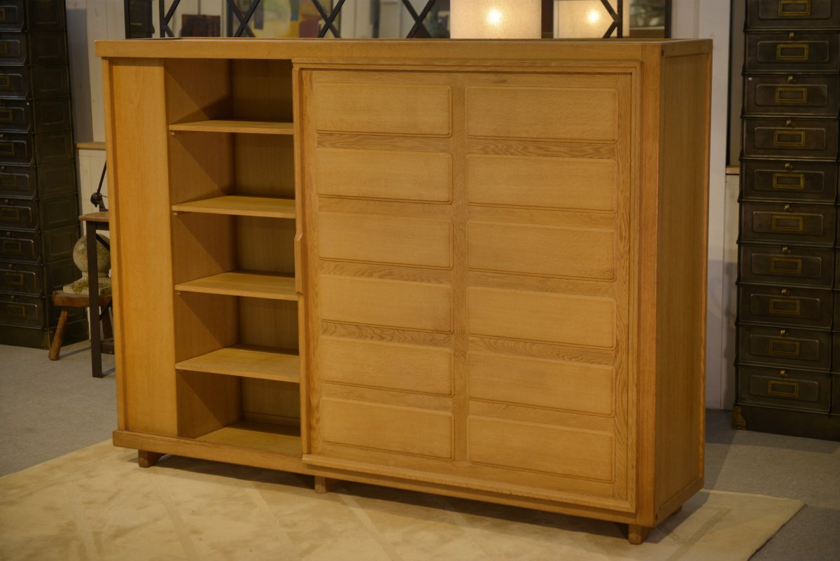 Oak Wardrobe By Guillerme And Chambron, 1950s-photo-2