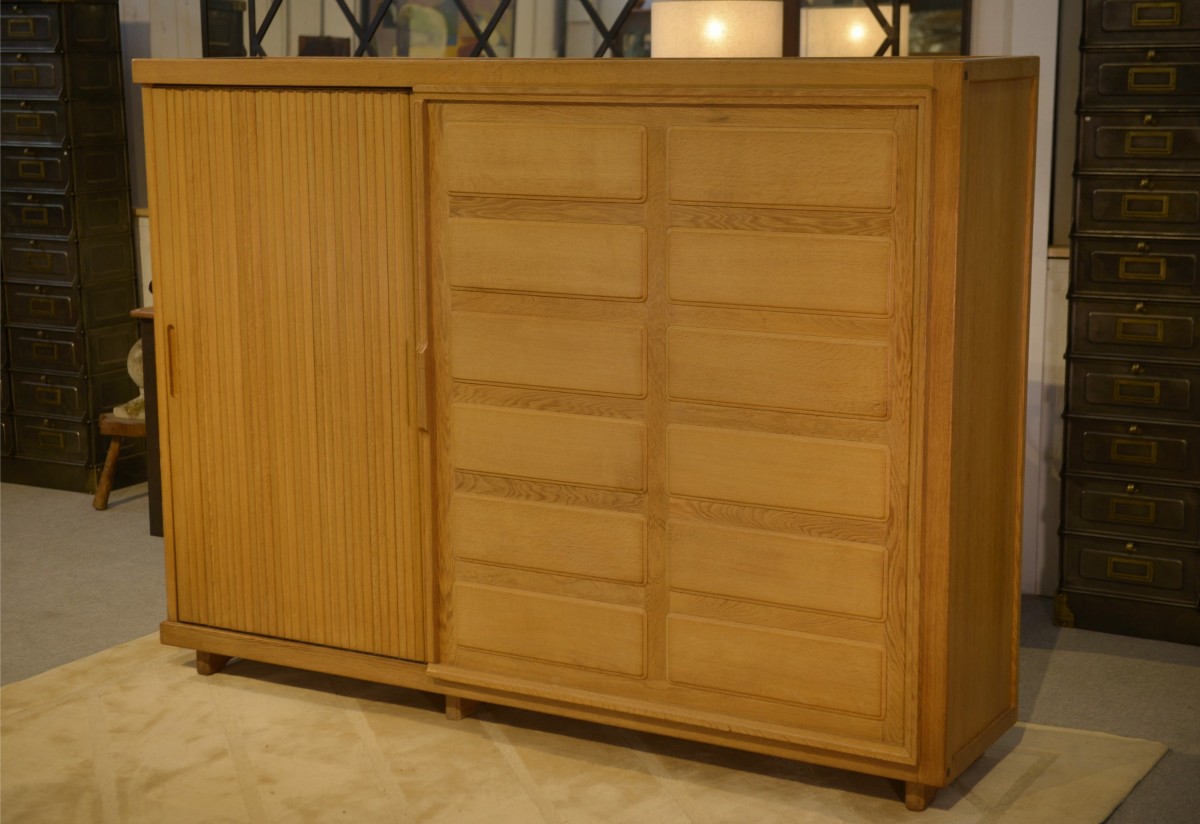 Oak Wardrobe By Guillerme And Chambron, 1950s