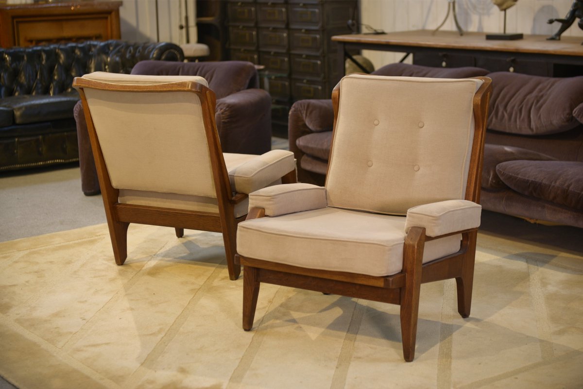 Paire de fauteuils par Guillerme et Chambron pour "Votre Maison" 1960's-photo-4