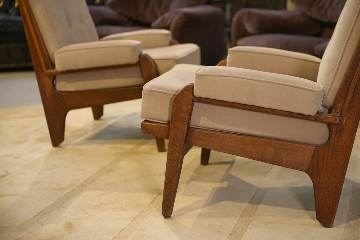 Paire de fauteuils par Guillerme et Chambron pour "Votre Maison" 1960's-photo-6
