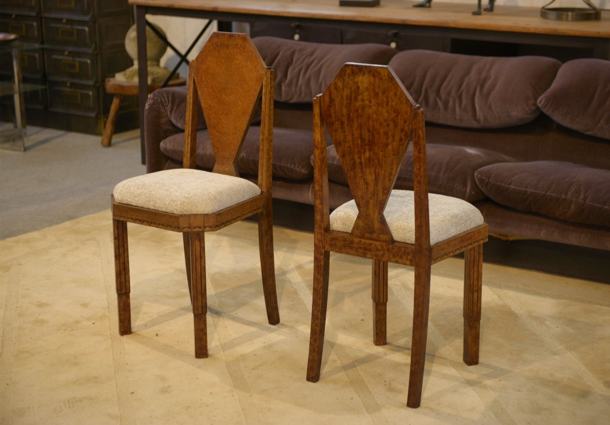 Pair Of Art Deco Chairs Attributed To Baptistin Spade 1930's-photo-2