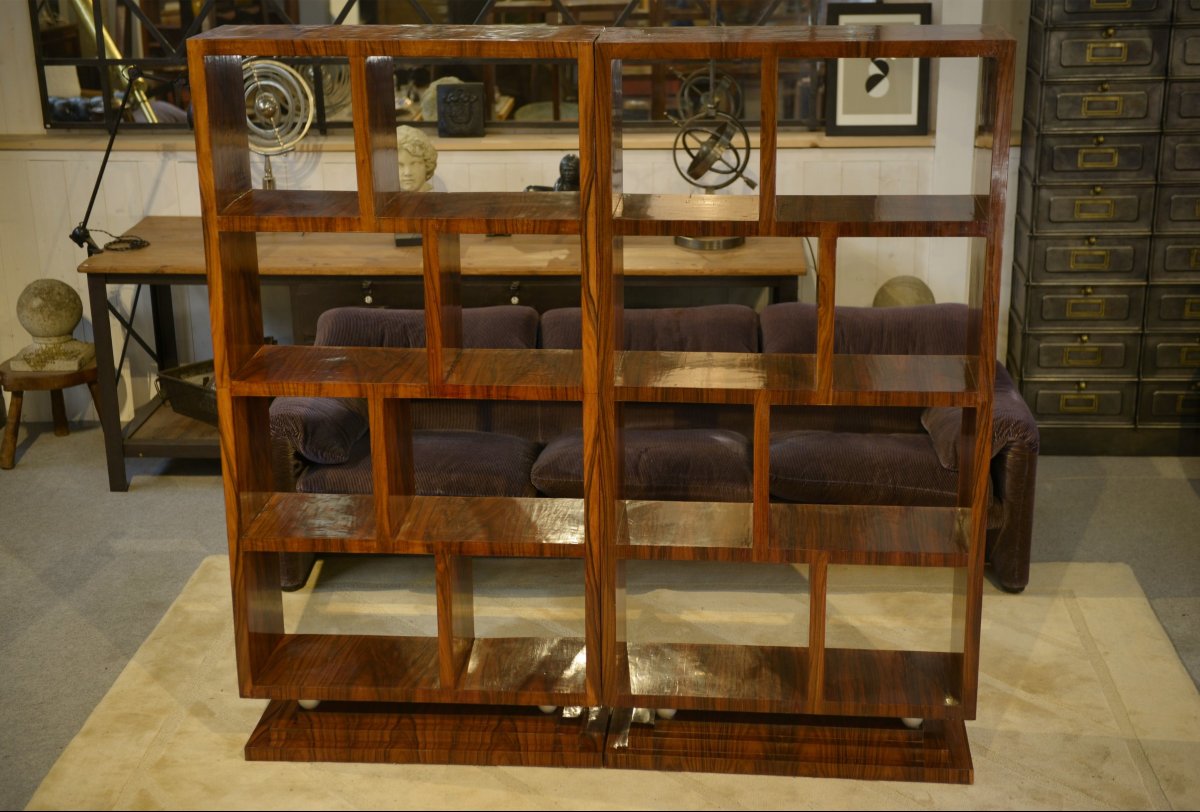 Pair Of Art Deco Mahogany Shelves 1980's-photo-2
