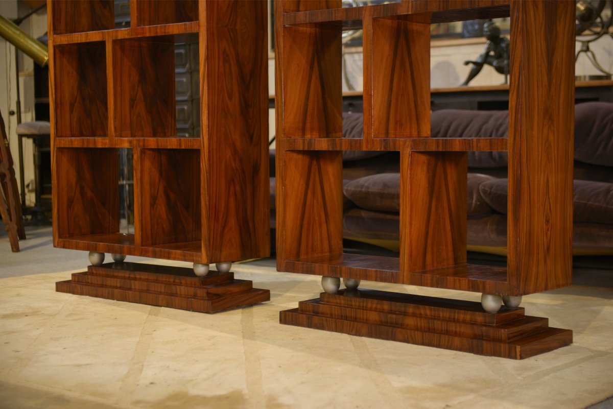 Pair Of Art Deco Mahogany Shelves 1980's-photo-7