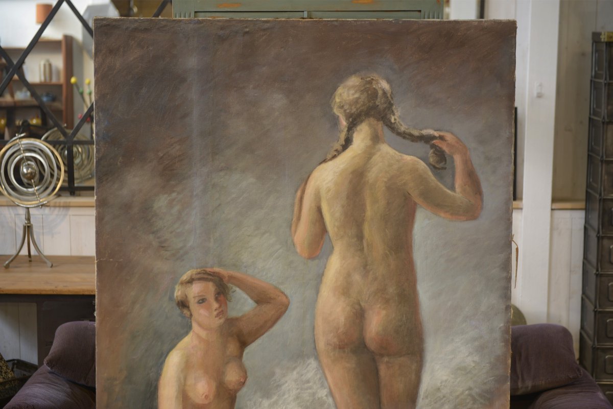 Oil On Canvas By Marguerite Crissay 19th Century-photo-3