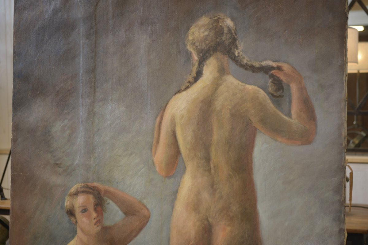 Oil On Canvas By Marguerite Crissay 19th Century-photo-5