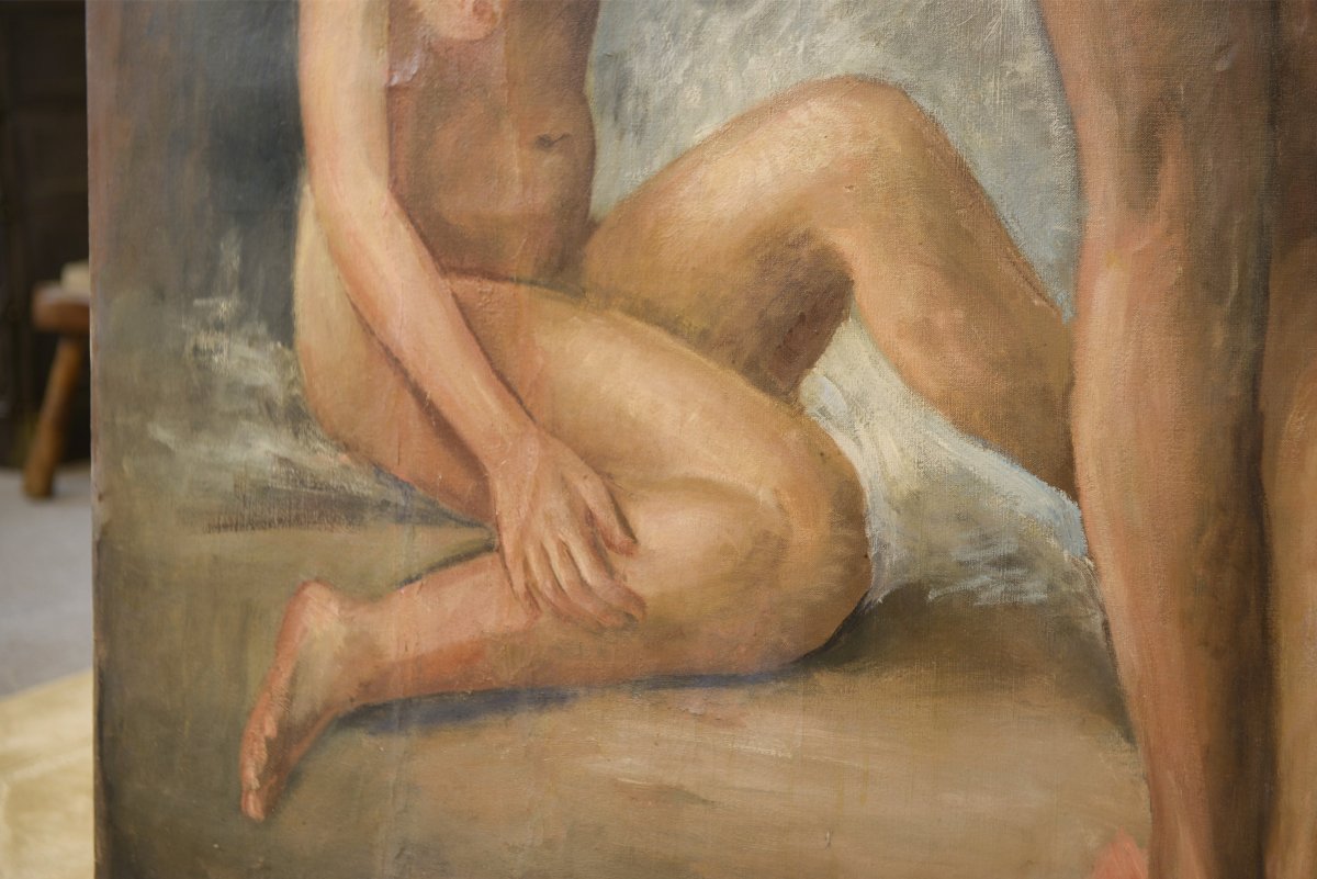 Oil On Canvas By Marguerite Crissay 19th Century-photo-6