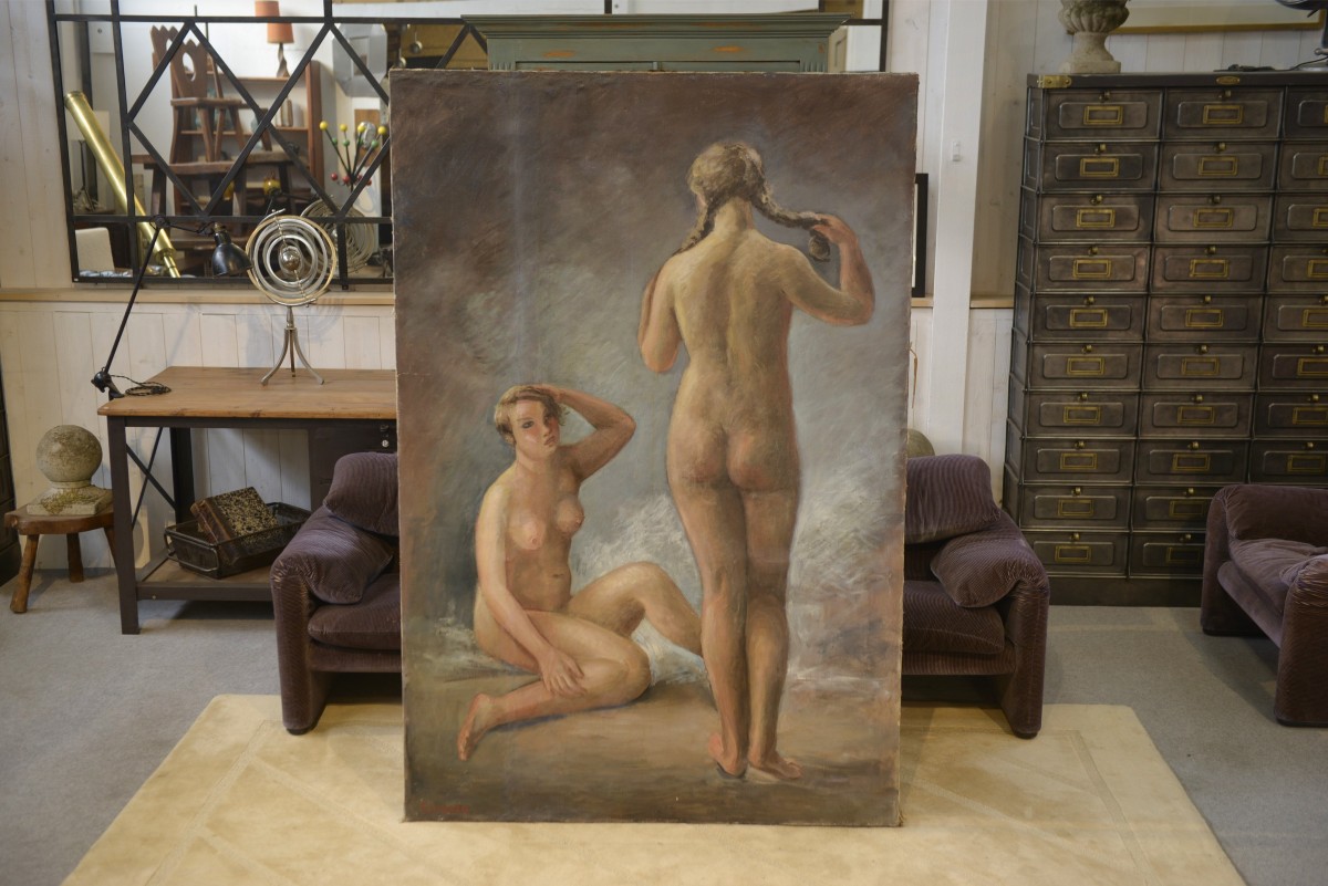 Oil On Canvas By Marguerite Crissay 19th Century