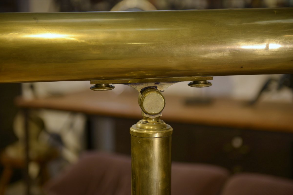 Ancien télescope/lunette astronomique laiton et acajou 1930's-photo-5
