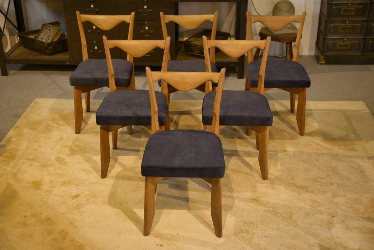 Set Of 6 Chairs By Guillerme Et Chambron For Votre Maison 1950's-photo-2