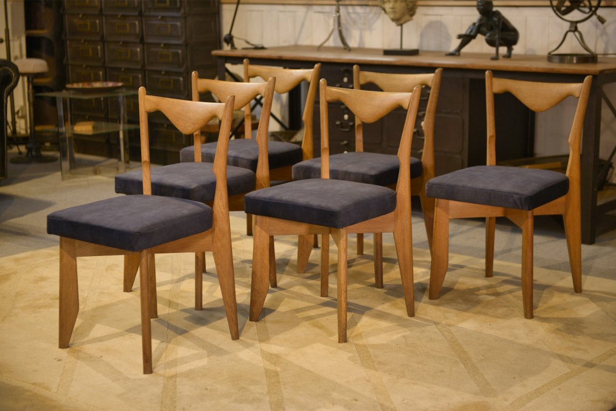 Set Of 6 Chairs By Guillerme Et Chambron For Votre Maison 1950's-photo-3
