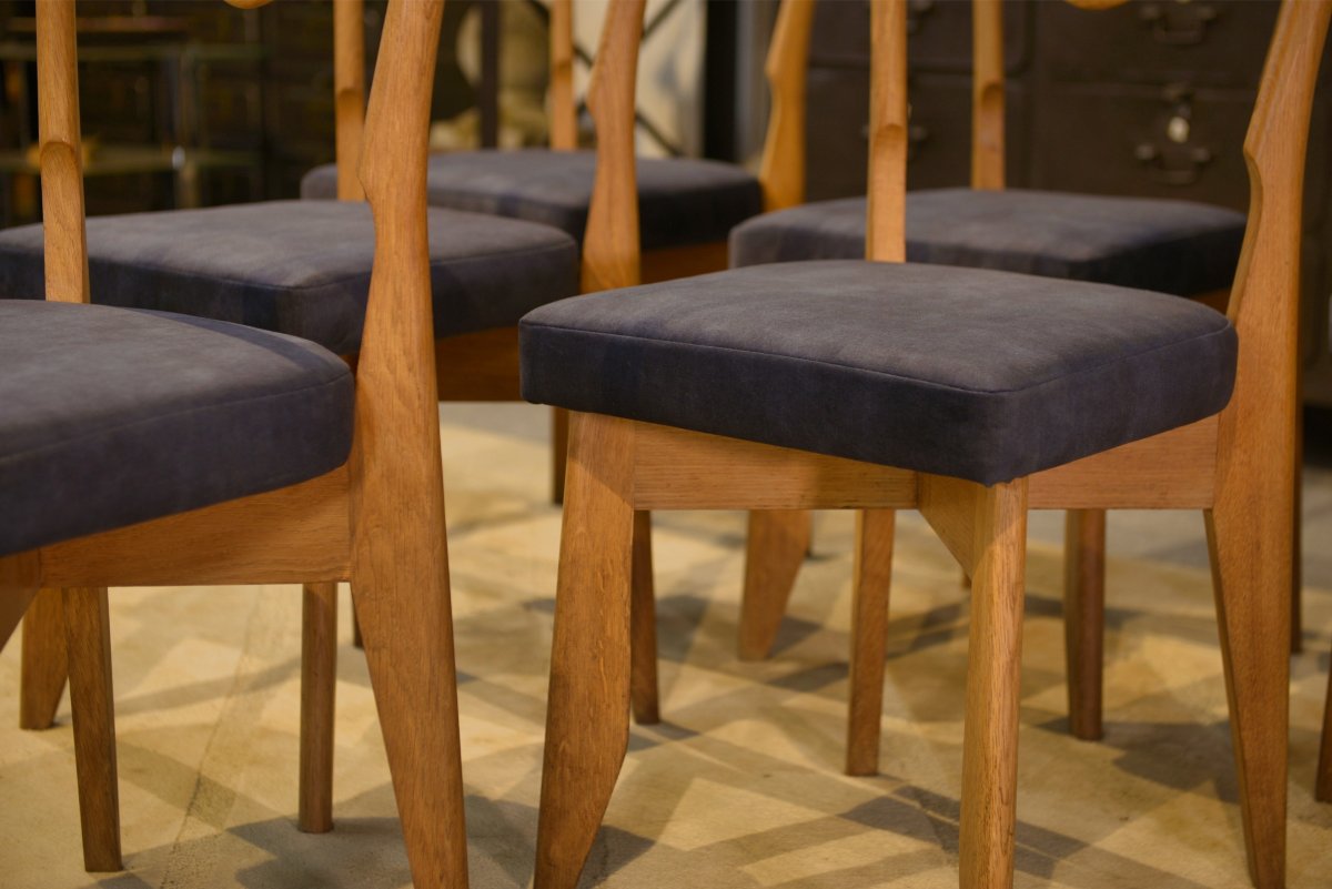 Set Of 6 Chairs By Guillerme Et Chambron For Votre Maison 1950's-photo-5