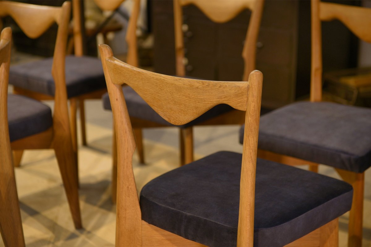 Set Of 6 Chairs By Guillerme Et Chambron For Votre Maison 1950's-photo-7