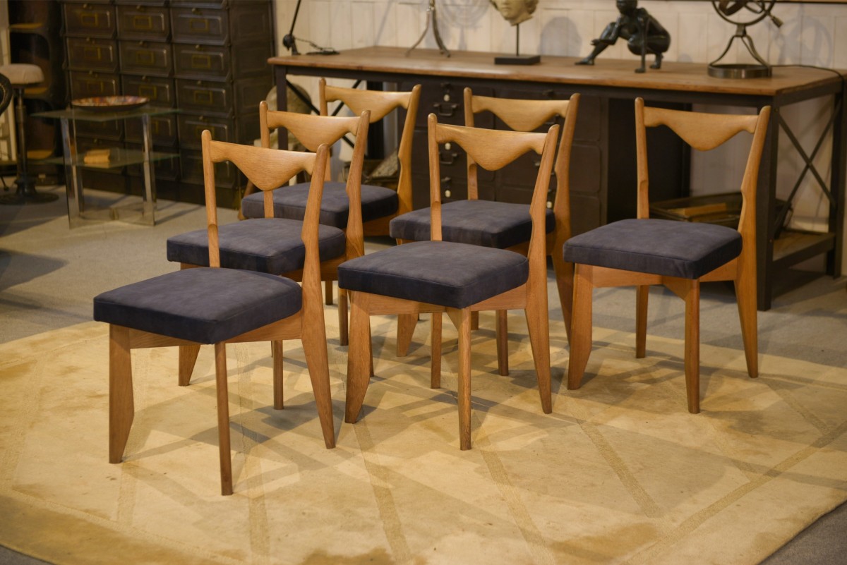 Set Of 6 Chairs By Guillerme Et Chambron For Votre Maison 1950's