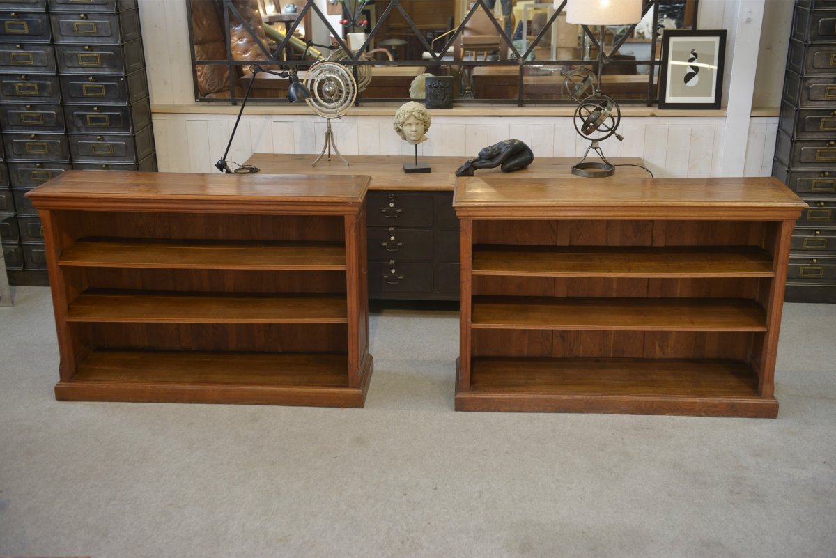 Pair Of Solid Oak Bookcases 1920's-photo-3