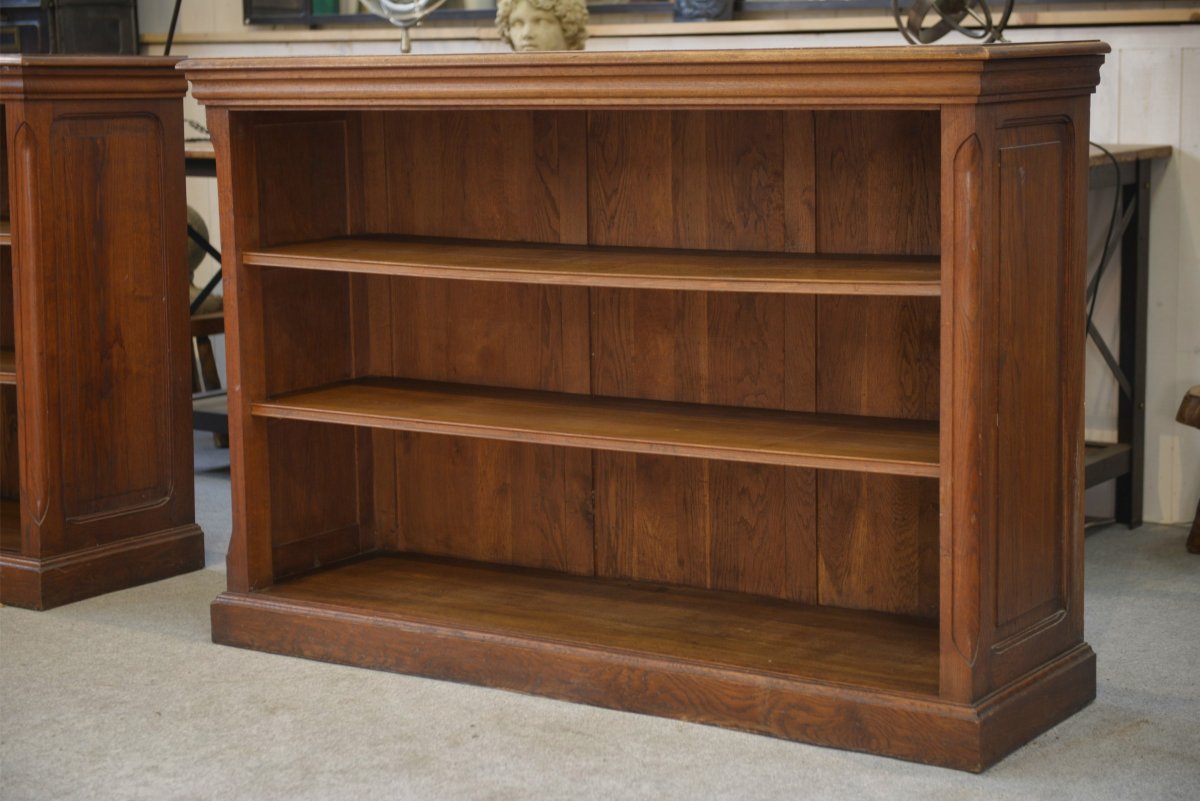 Pair Of Solid Oak Bookcases 1920's-photo-5