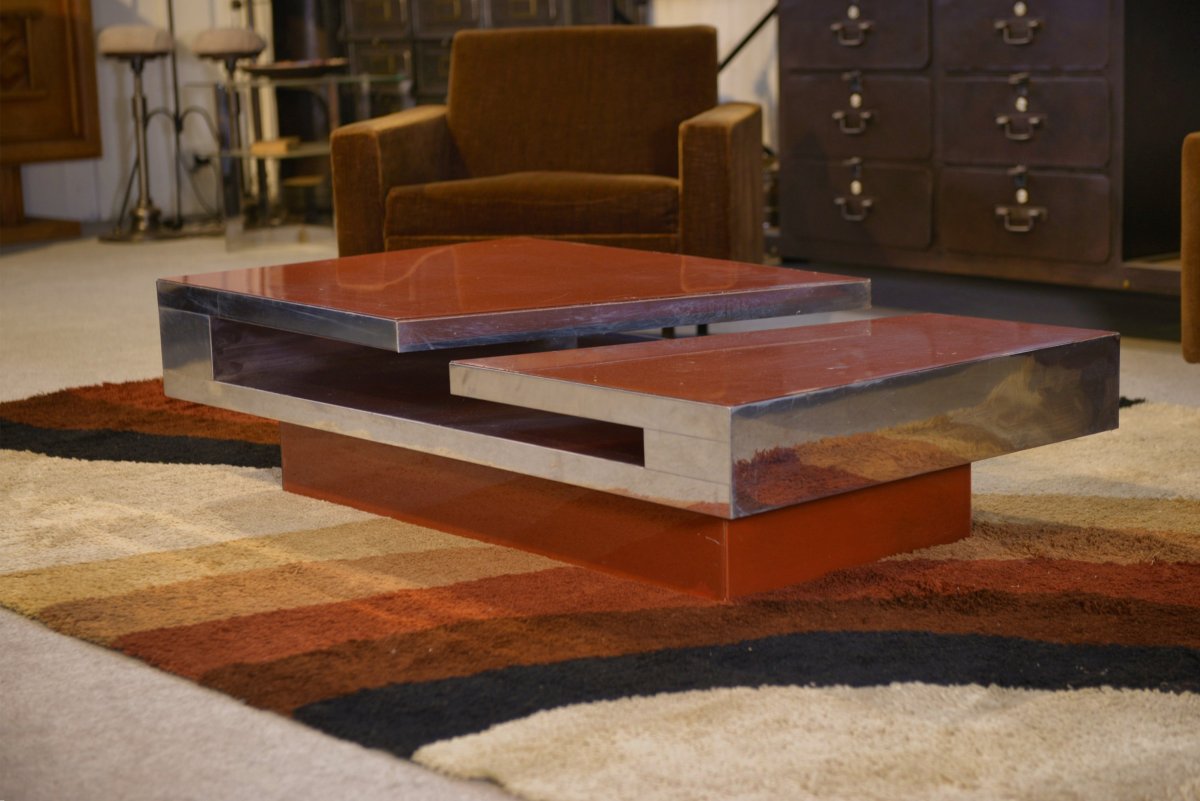 Design Coffee Table By Philippe Jean 1970's-photo-3