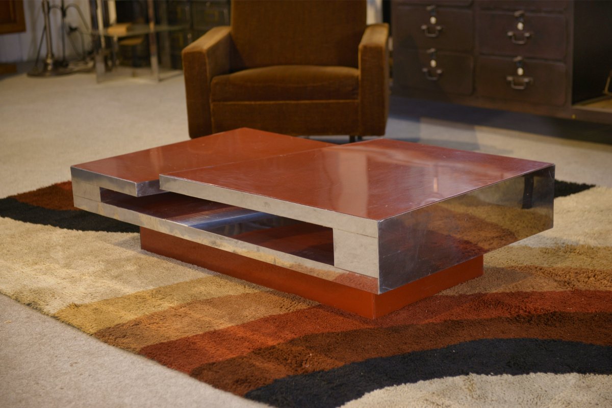 Design Coffee Table By Philippe Jean 1970's-photo-5