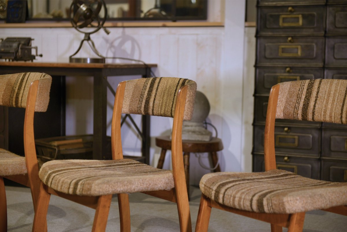 Ensemble de 6 chaises 'Traîneau' vintage 1960's-photo-4
