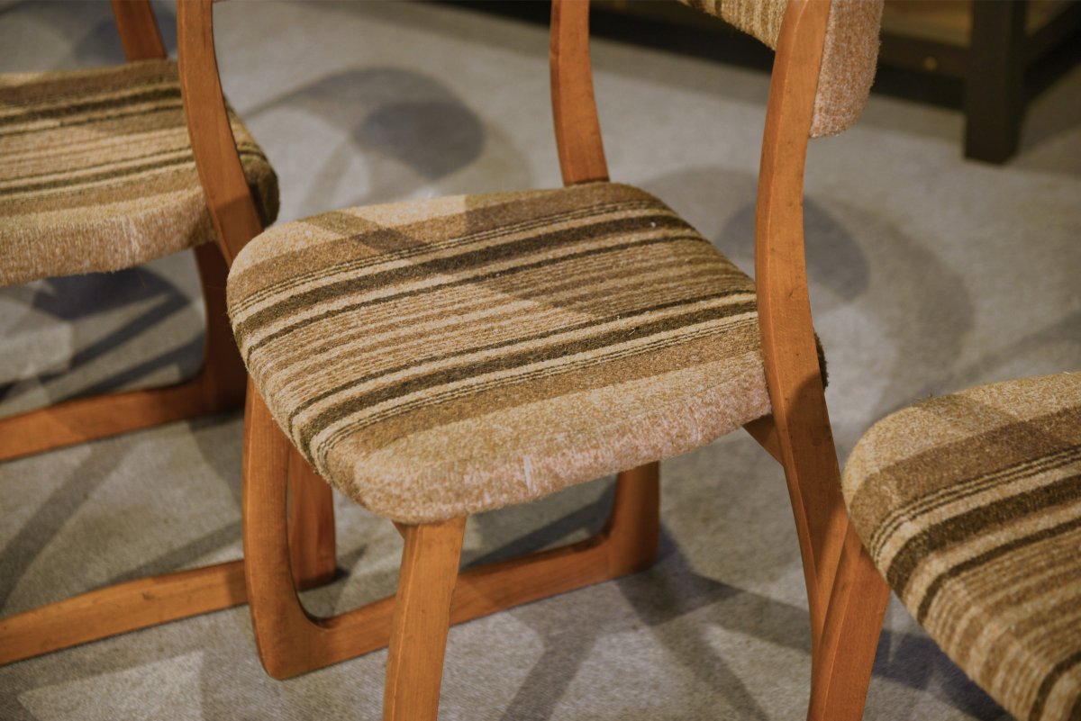 Ensemble de 6 chaises 'Traîneau' vintage 1960's-photo-1