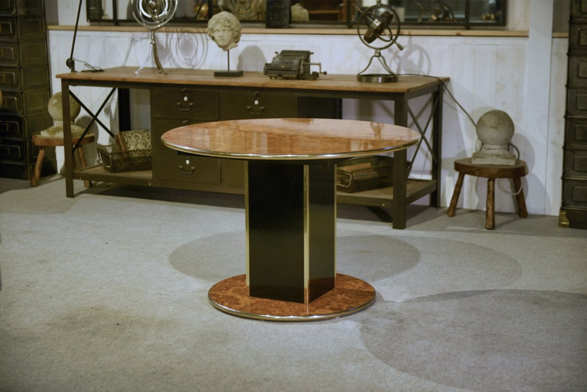 Circular Table In The Taste Of Willy Rizzo 1970's-photo-4