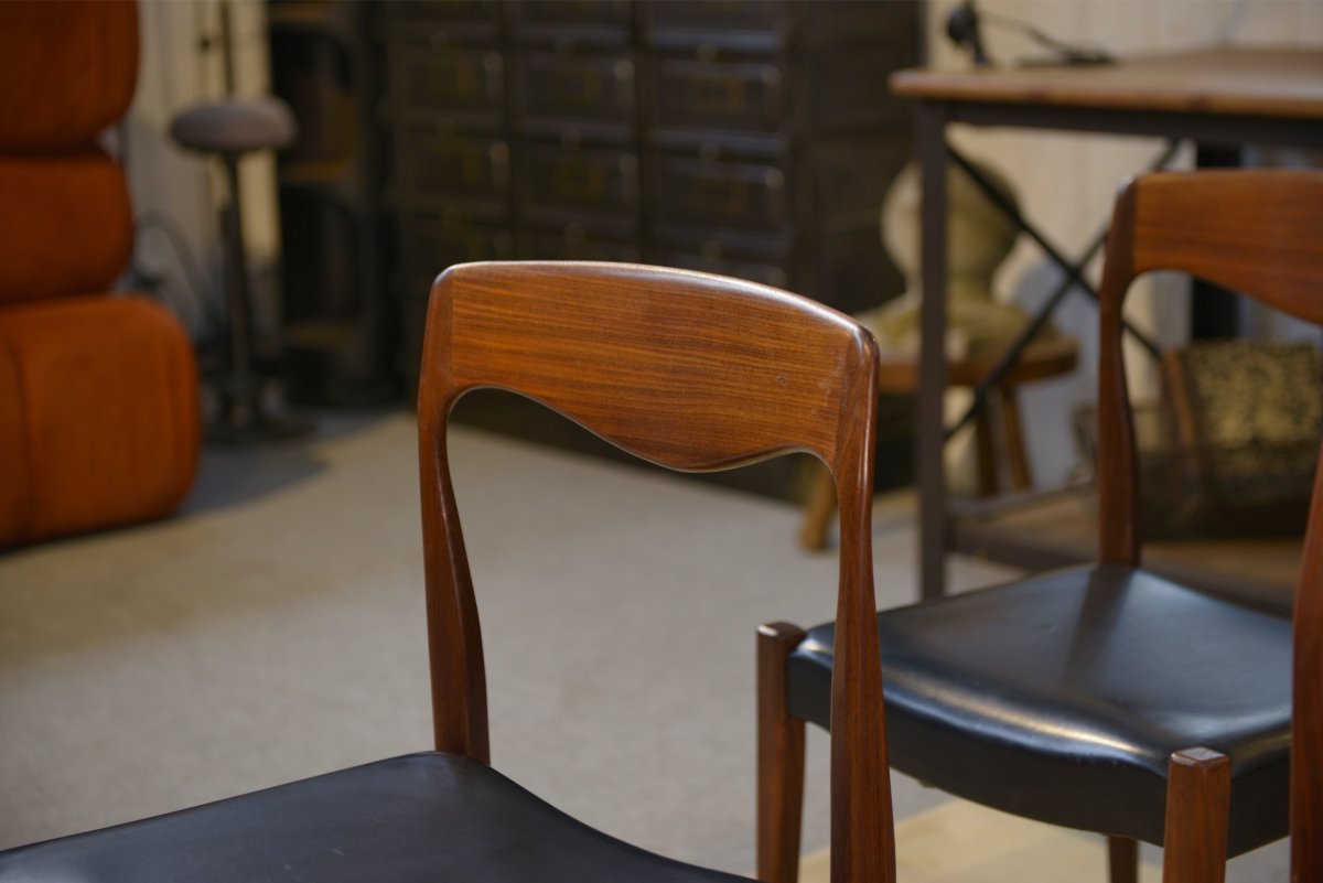 Ensemble de 6 chaises scandinaves en teck par Niels Otto Moller Danemark 1960's-photo-2