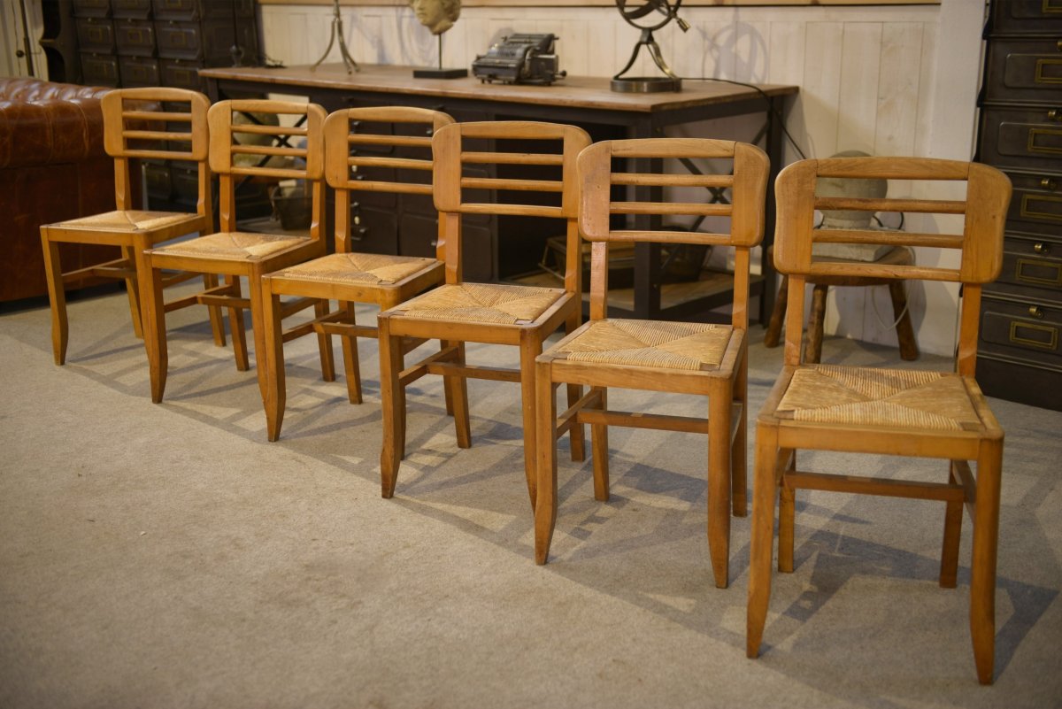 Set Of 6 Pierre Cruège Chairs 1950's-photo-3