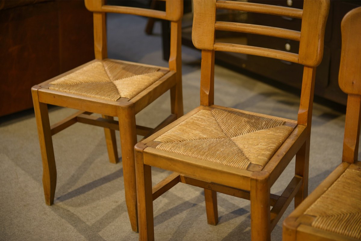 Set Of 6 Pierre Cruège Chairs 1950's-photo-4