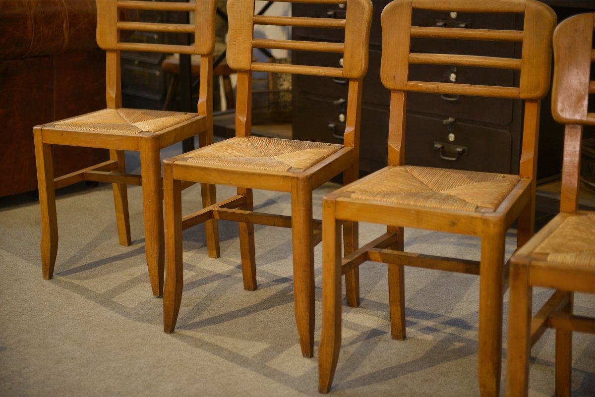 Set Of 6 Pierre Cruège Chairs 1950's-photo-5